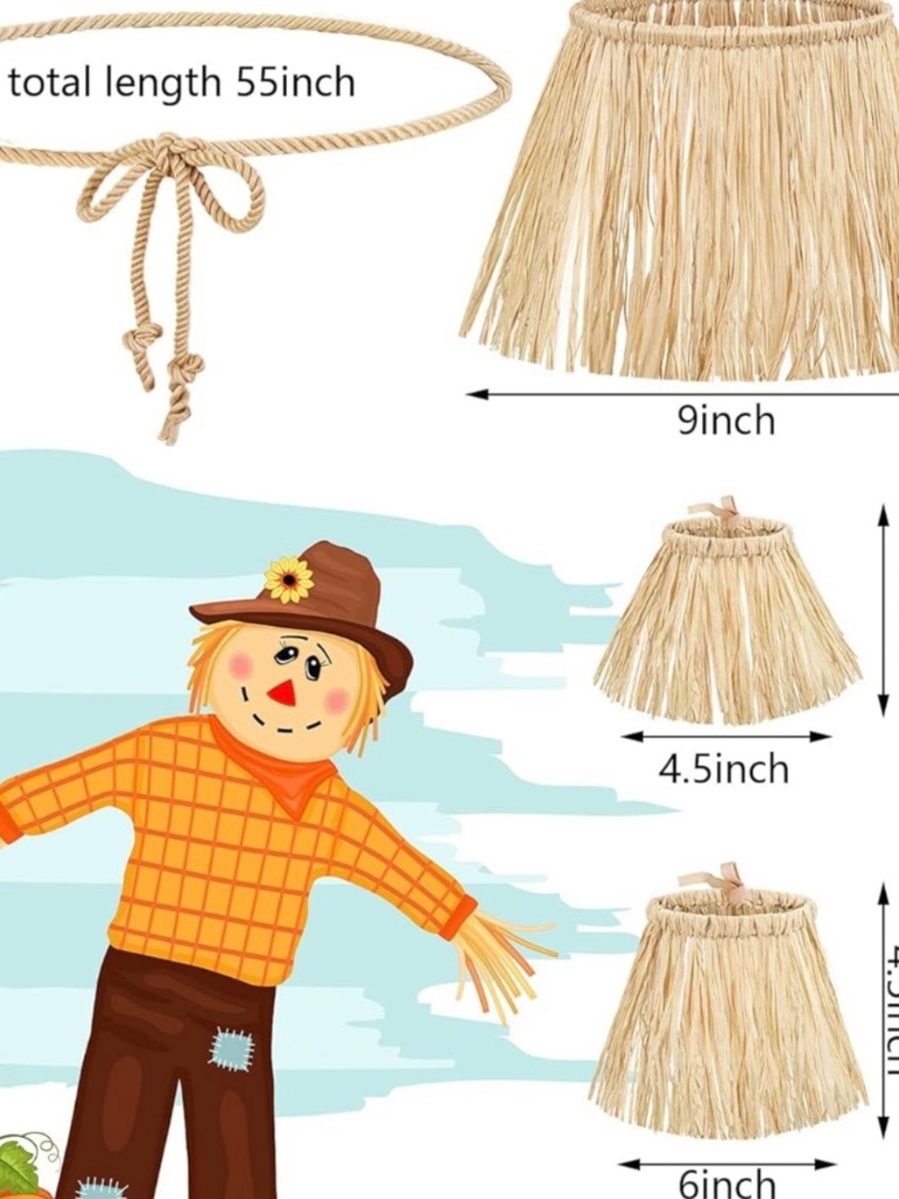 NWOT Kids Scarecrow Costume Accessory Set w/ Hat - Picture 6 of 10